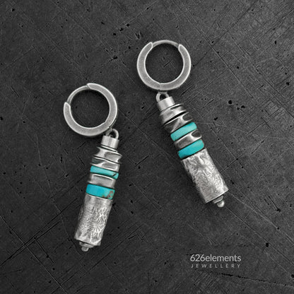 Turquoise & Oxidised 925 Silver Dangle Earrings