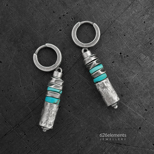 Turquoise & Oxidised 925 Silver Dangle Earrings