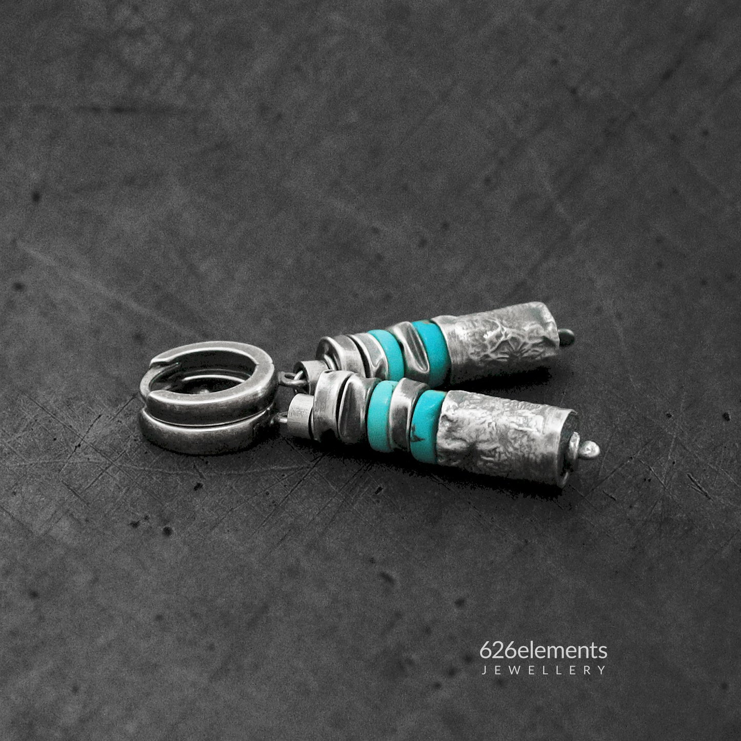 Turquoise & Oxidised 925 Silver Dangle Earrings