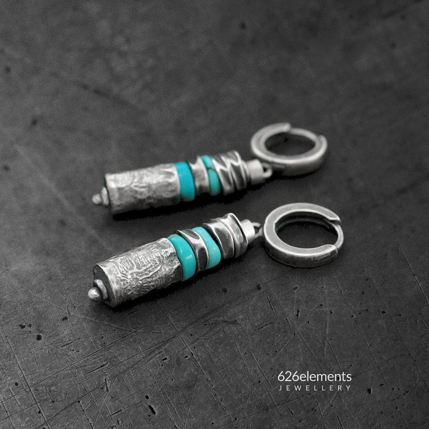 Turquoise & Oxidised 925 Silver Dangle Earrings