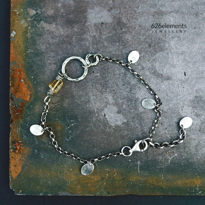 Citrine and Oxidised Sterling & Fine Silver Bracelet