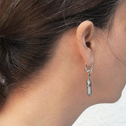 Oxidised Sterling Silver & Brushed Tube Dangle Earrings