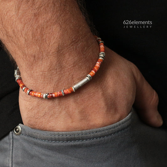 Red & Orange Spiny Oyster Beaded Bracelet