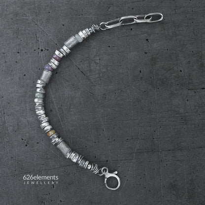 Multi-Coloured Sapphire & Blackened 925 Silver Bracelet